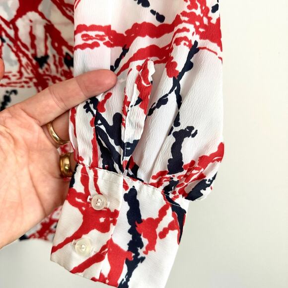 Vintage 70s homemade dagger collar paint splatter button down shirt womens M - Picture 4 of 10